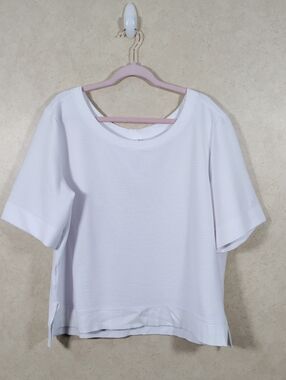 H167 Tribal Jeans White Short-Sleeve Textured Knit Top